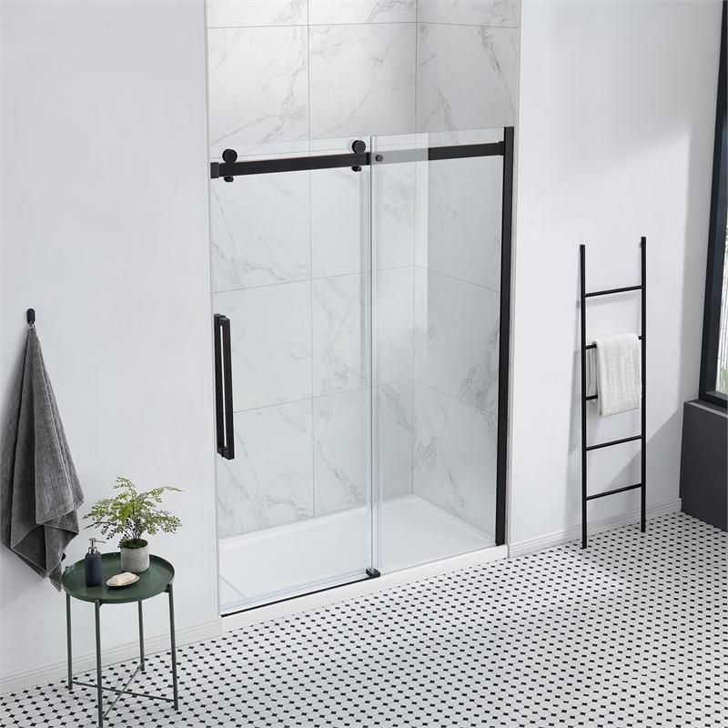 Bel Oil-Rubbed Bronze Alcove Shower Kit Base and Door 32