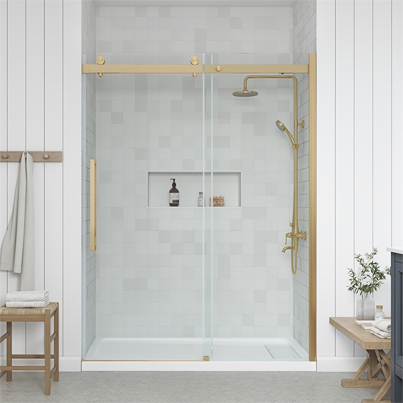 Bel Gold Alcove Shower Kit Base and Door 32