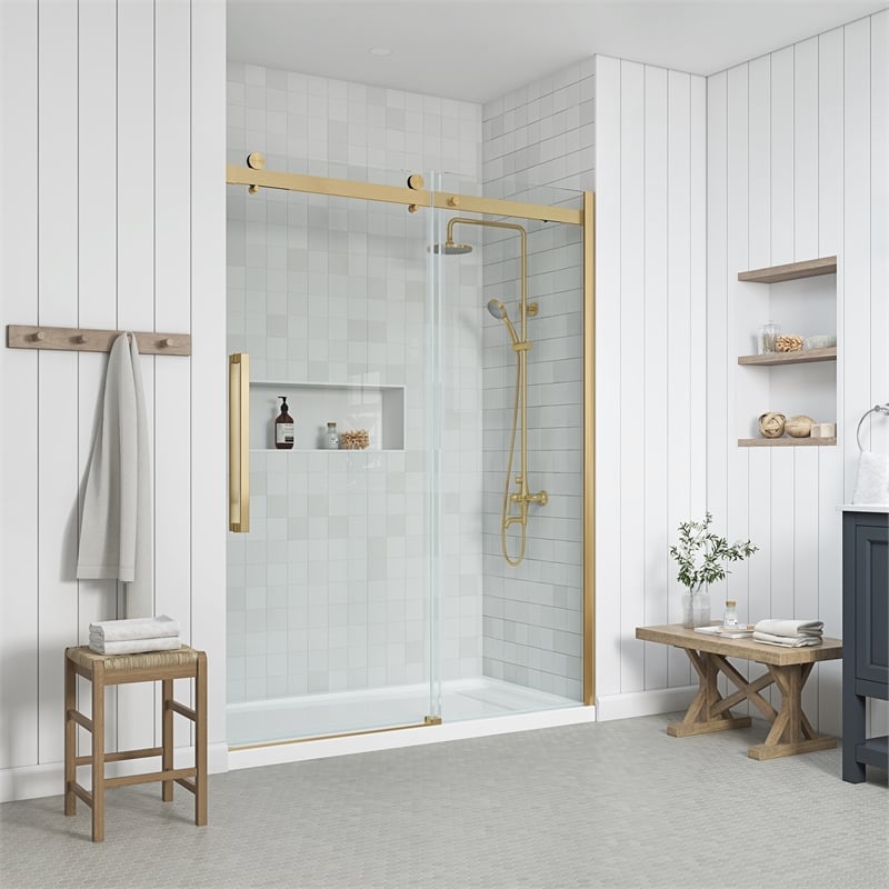 Bel Gold Alcove Shower Kit Base and Door 32