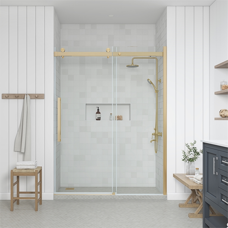 Bel Gold Alcove Shower Kit Base and Door 32