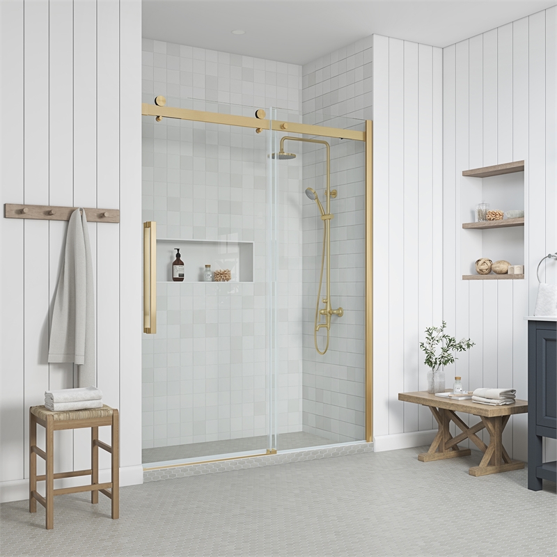 Bel Gold Alcove Shower Kit Base and Door 32
