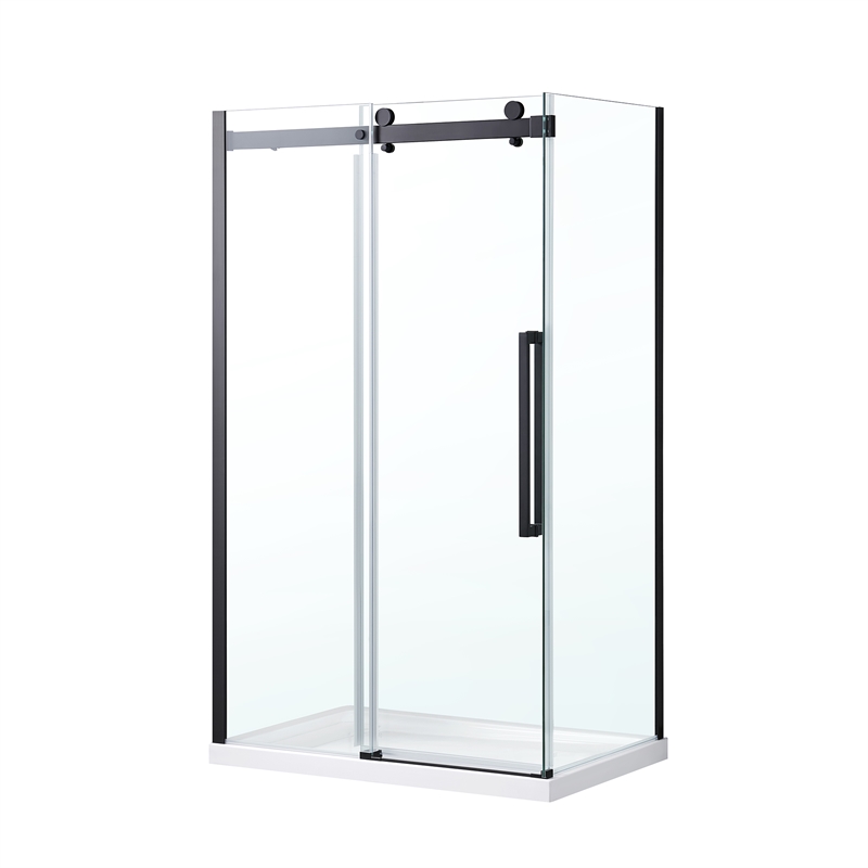 Bel Matte Black Corner Shower Kit Base and Door 32