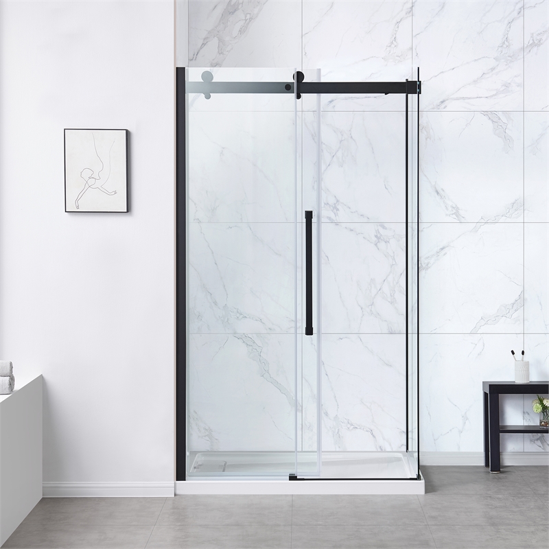 Bel Matte Black Corner Shower Kit Base and Door 32