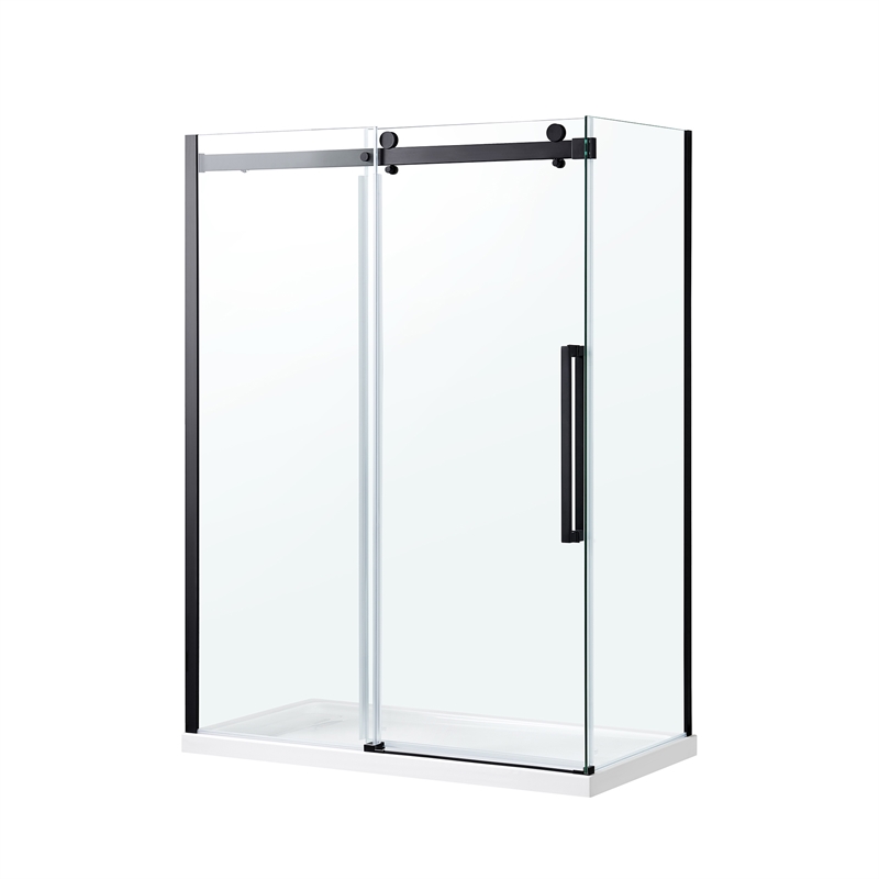 Bel Matte Black Corner Shower Kit Base and Door 32