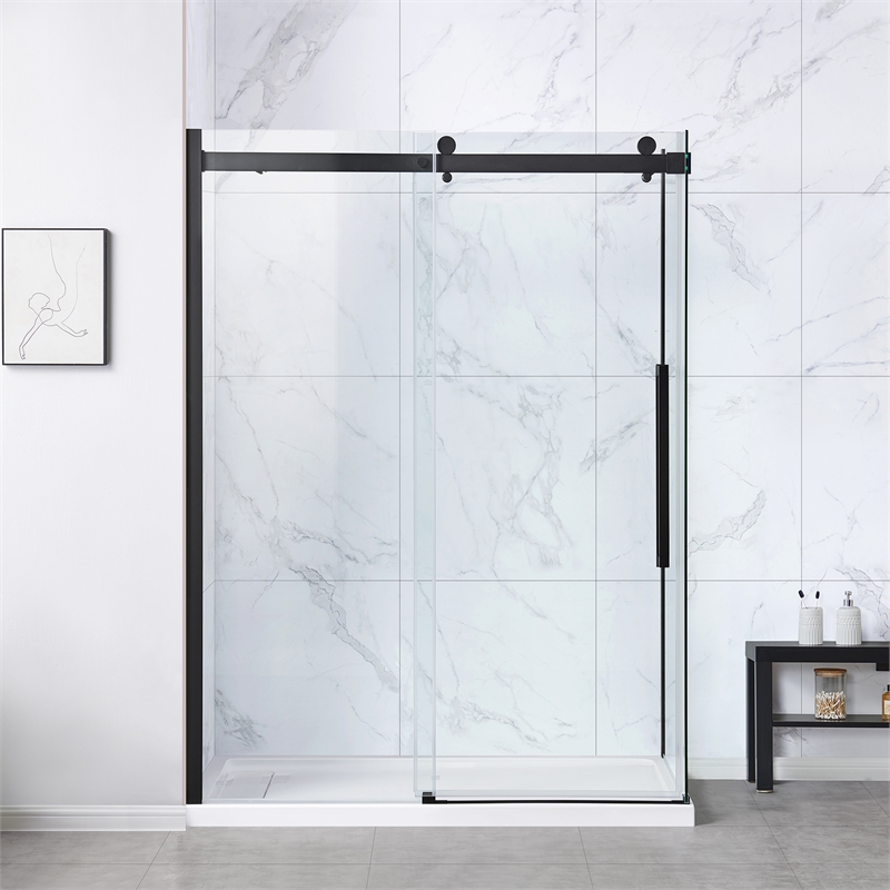 Bel Matte Black Corner Shower Kit Base and Door 32