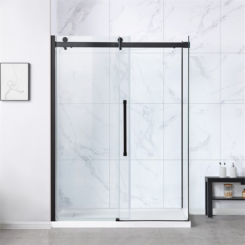 Bel Matte Black Corner Shower Kit Base and Door 32