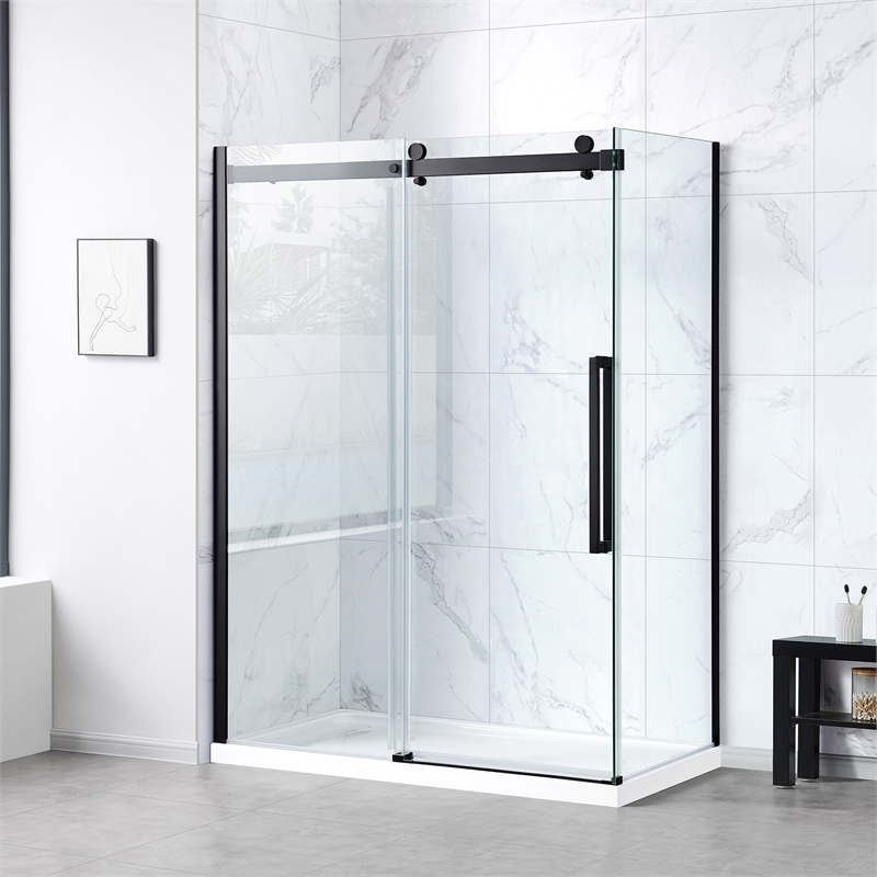 Bel Matte Black Corner Shower Kit Base and Door 32