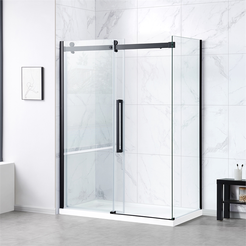 Bel Matte Black Corner Shower Kit Base and Door 32
