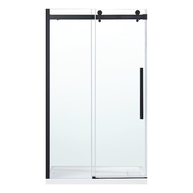 Bel Matte Black Alcove Shower Kit Base and Door 36
