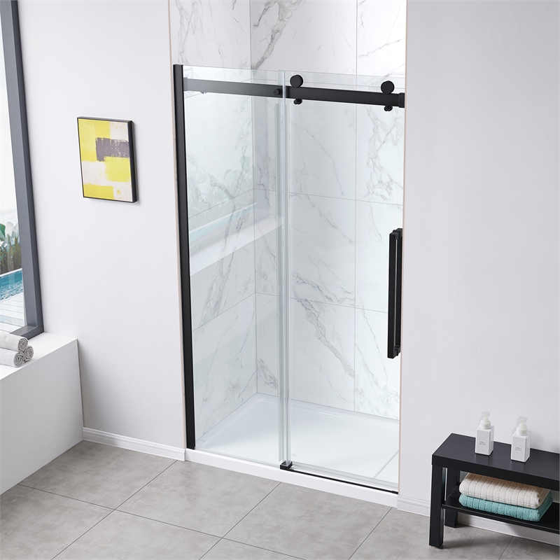 Bel Matte Black Alcove Shower Kit Base and Door 32