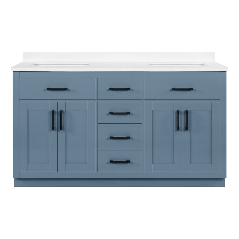 OVE Bailey 60 in. Blue Lagoon Bathroom Vanity with White Top