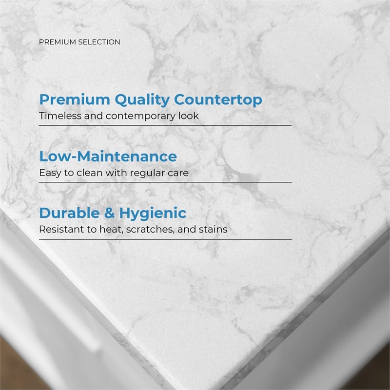 Tahoe 42 in. Bathroom Vanity in Pure White with White Countertop