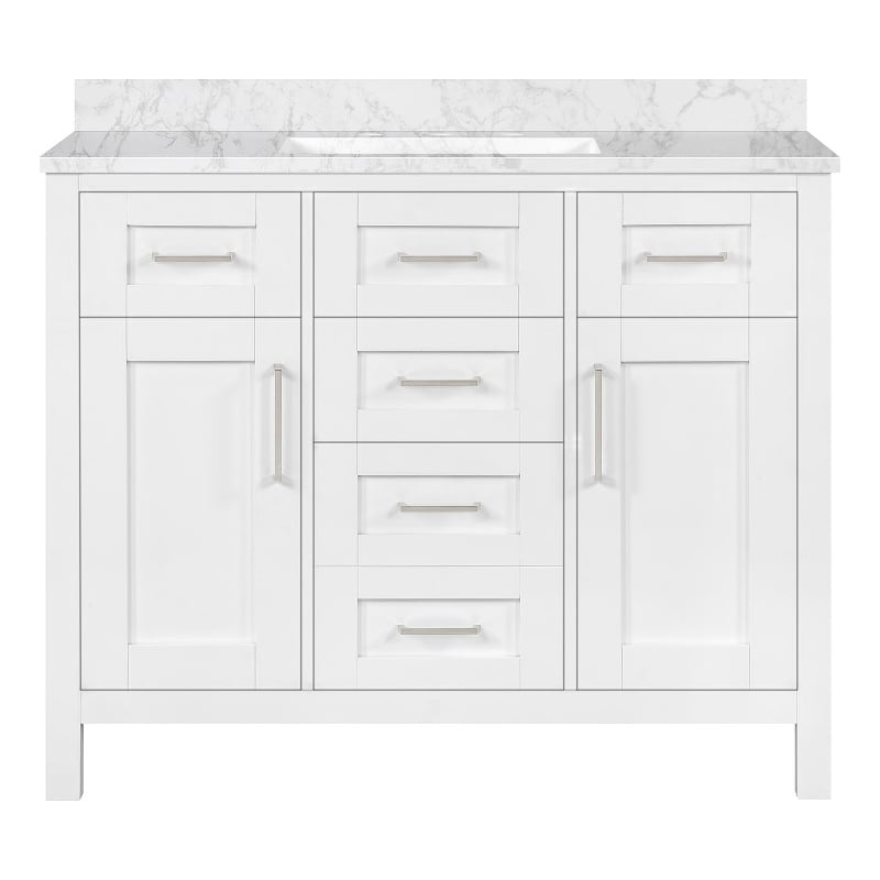 Tahoe 42 in. Bathroom Vanity in Pure White with White Countertop