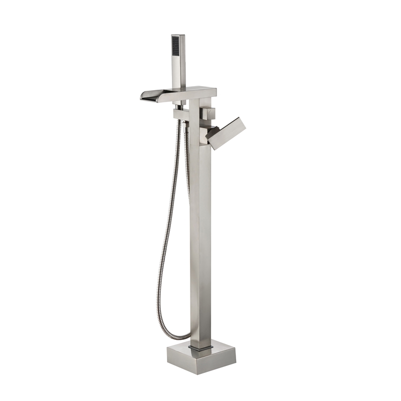 Infinity 1-Handle Freestanding Tub Faucet with Hand Shower in Brushed Nickel