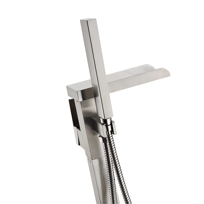 Infinity 1-Handle Freestanding Tub Faucet with Hand Shower in Brushed Nickel