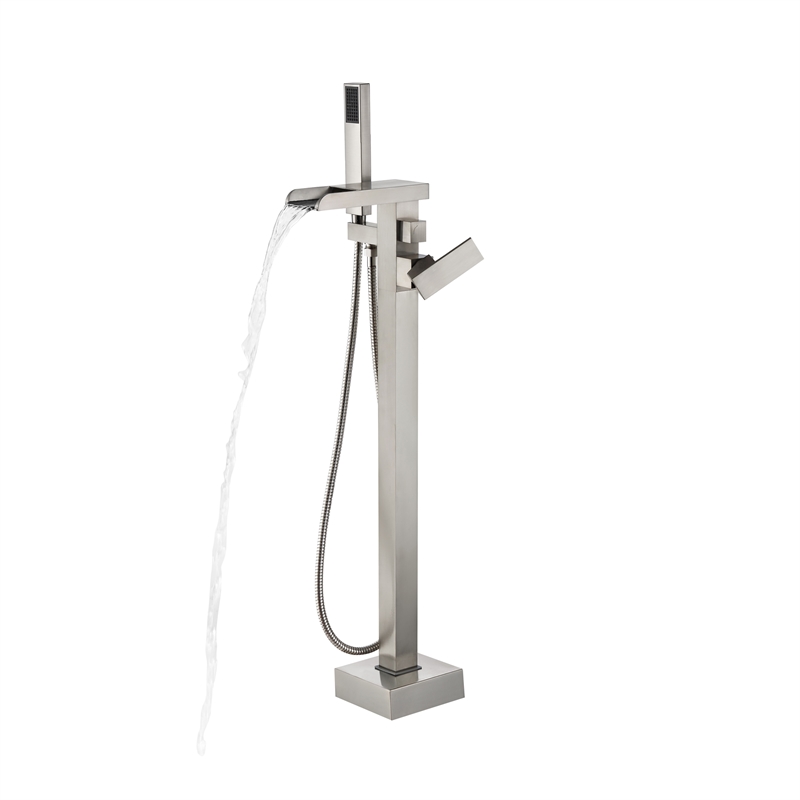 Infinity 1-Handle Freestanding Tub Faucet with Hand Shower in Brushed Nickel