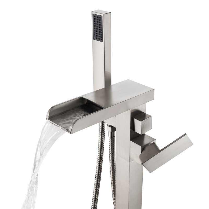 Infinity 1-Handle Freestanding Tub Faucet with Hand Shower in Brushed Nickel