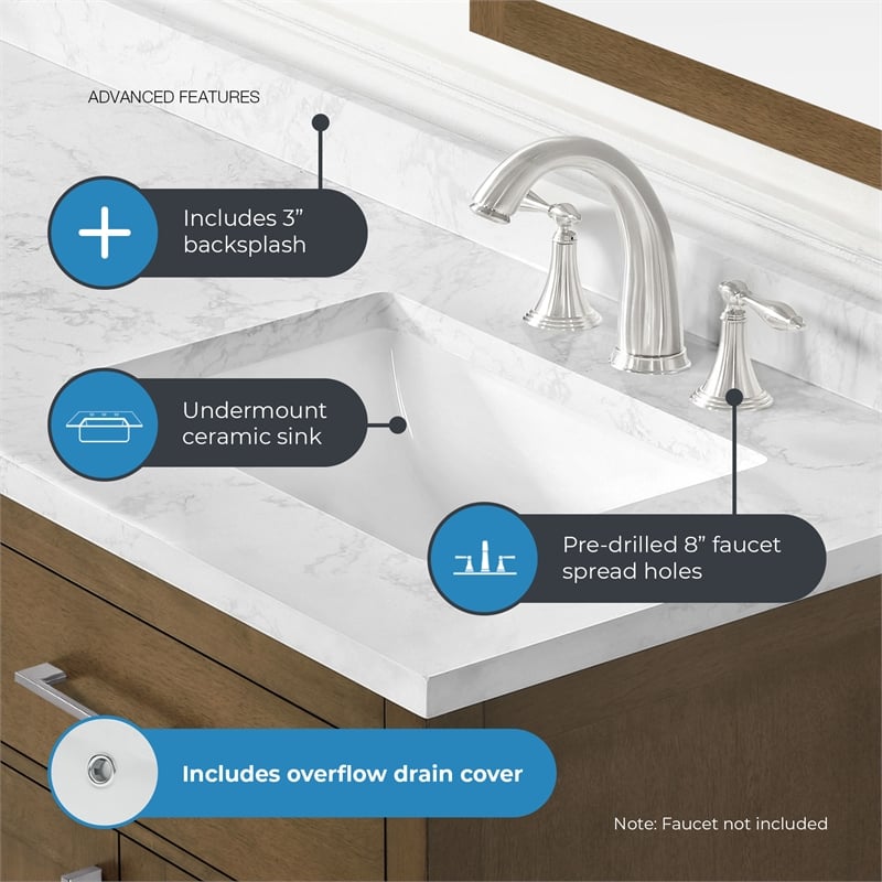 Athea 72 in. Almond Latte Bathroom Vanity with White Top and Nickel Hardware