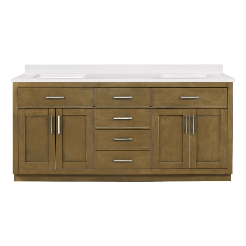 OVE Bailey 72 in. Almond Latte Bathroom Vanity with White Top