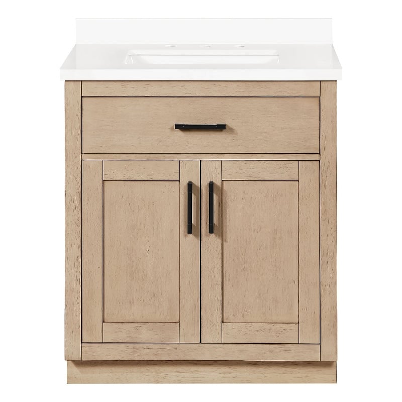OVE Bailey 30 in. Sahara Birch Bathroom Vanity with White Top