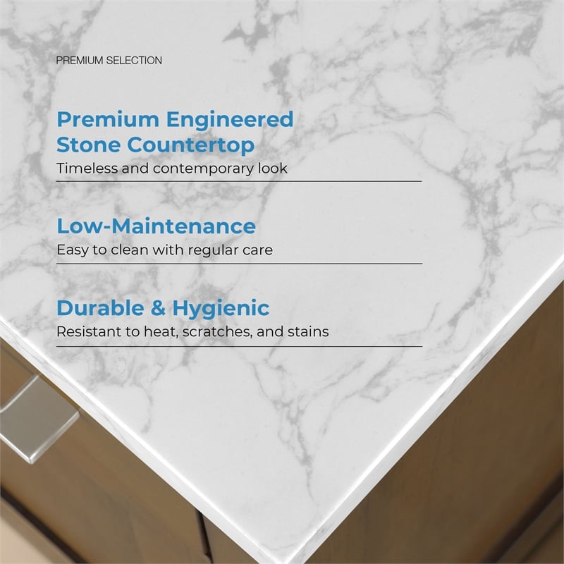 Athea 42 in. Almond Latte Bathroom Vanity with White Top Nickel Hardware