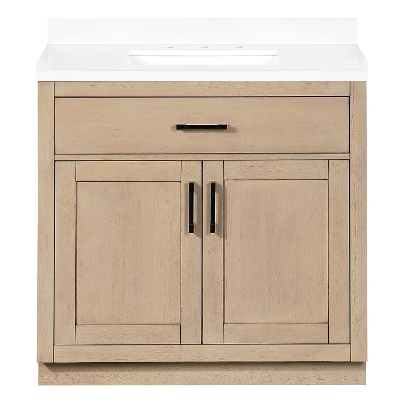 OVE Bailey 36 in. Sahara Birch Bathroom Vanity with White Top