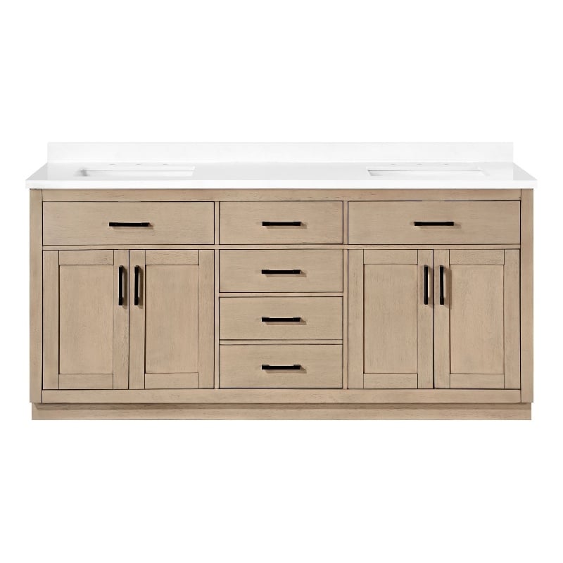 OVE Bailey 72 in. Sahara Birch Bathroom Vanity with White Top