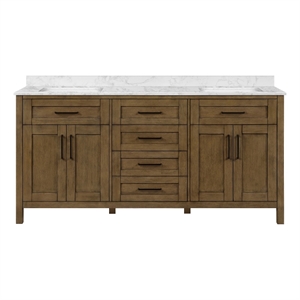 Tahoe 72 in. Double Sink Bathroom Vanity in Almond Latte with White Countertop