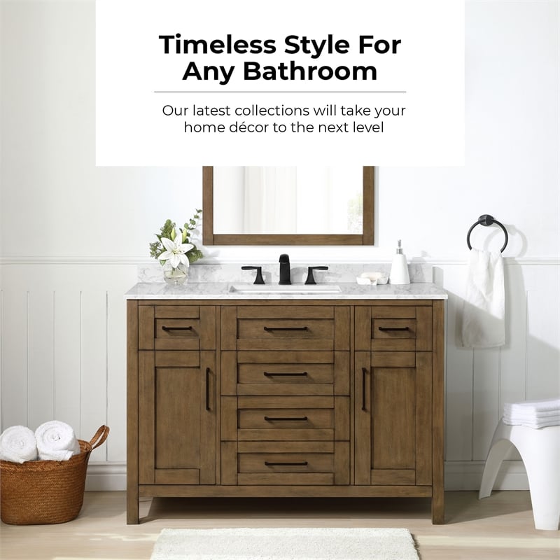 Tahoe 48 in. Bathroom Vanity in Almond Latte with White Countertop