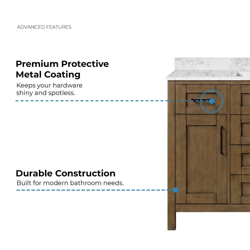 Tahoe 48 in. Bathroom Vanity in Almond Latte with White Countertop