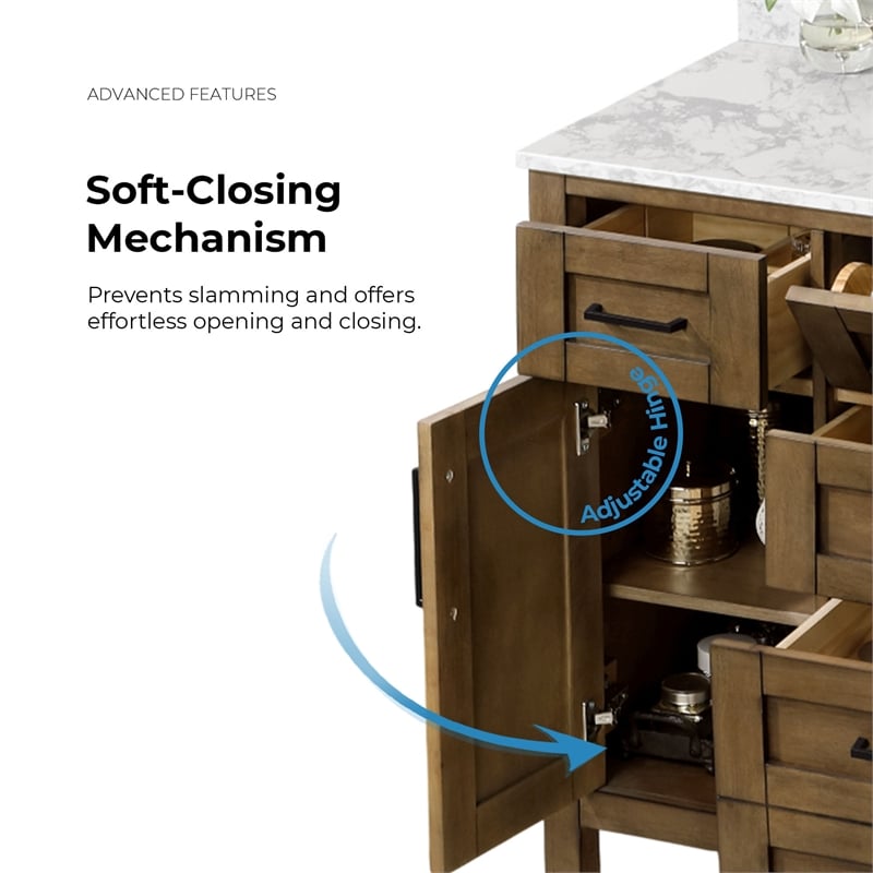 Tahoe 48 in. Bathroom Vanity in Almond Latte with White Countertop