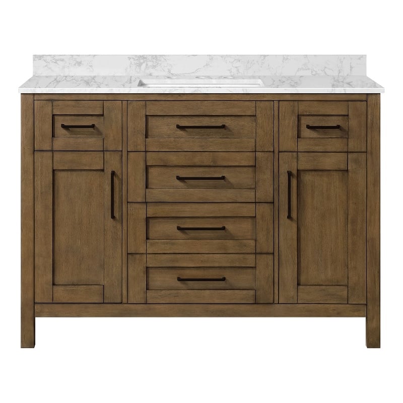 Tahoe 48 in. Bathroom Vanity in Almond Latte with White Countertop