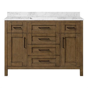 OVE Tahoe 48 in. Bathroom Vanity in Almond Latte with White Countertop