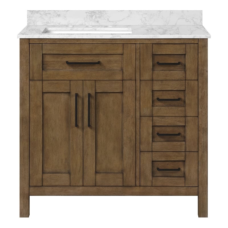 Tahoe 36 in. Bathroom Vanity in Almond Latte with White Countertop