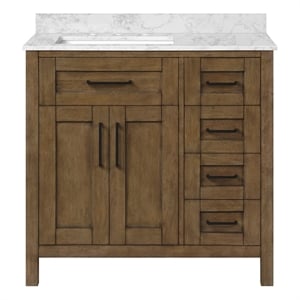 Tahoe 36 in. Bathroom Vanity in Almond Latte with White Countertop