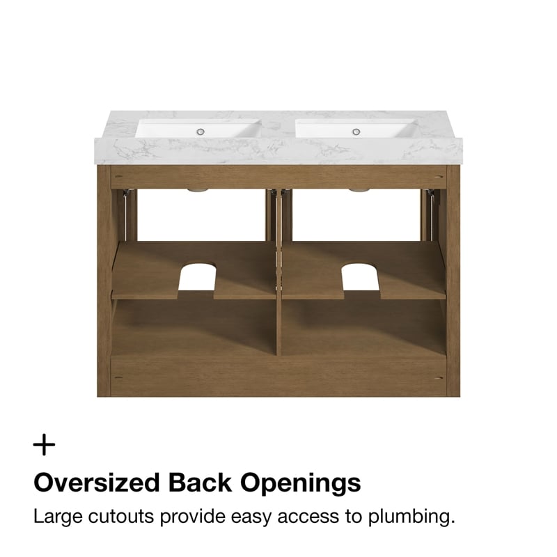 Tahoe 48 in. Double Sink Bathroom Vanity in Almond Latte with White Countertop