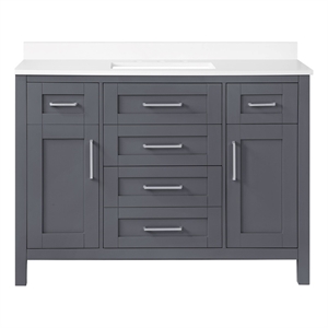 OVE Tahoe 48 in. Bathroom Vanity in Dark Charcoal with Brushed NIckel Hardware