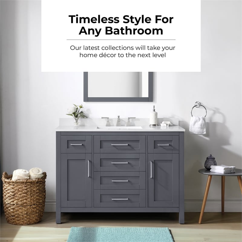 OVE Tahoe 48 in. Bathroom Vanity in Dark Charcoal with Brushed NIckel Hardware