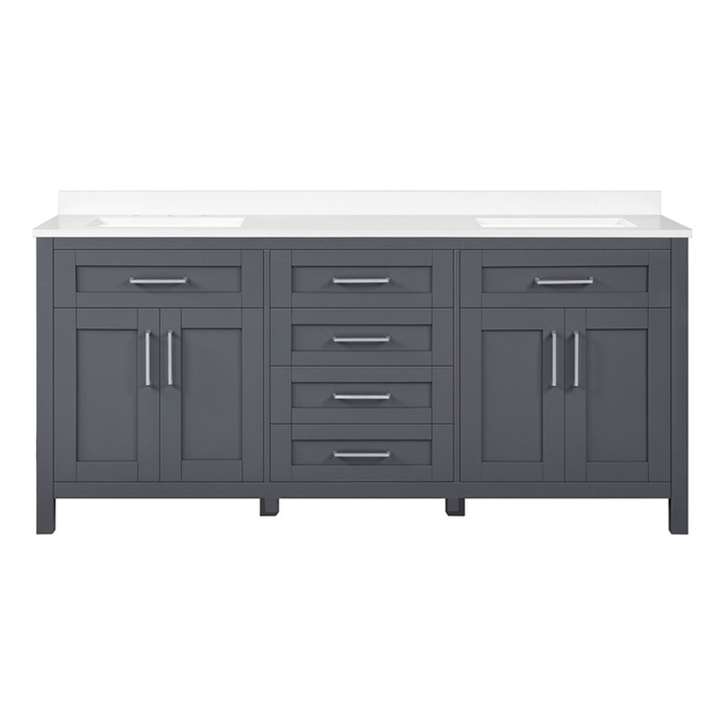 OVE Tahoe 72 in. Bathroom Vanity in Dark Charcoal with Brushed NIckel Hardware
