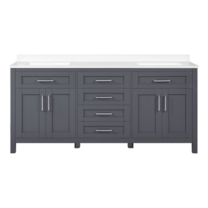 OVE Tahoe 72 in. Bathroom Vanity in Dark Charcoal with Brushed NIckel Hardware