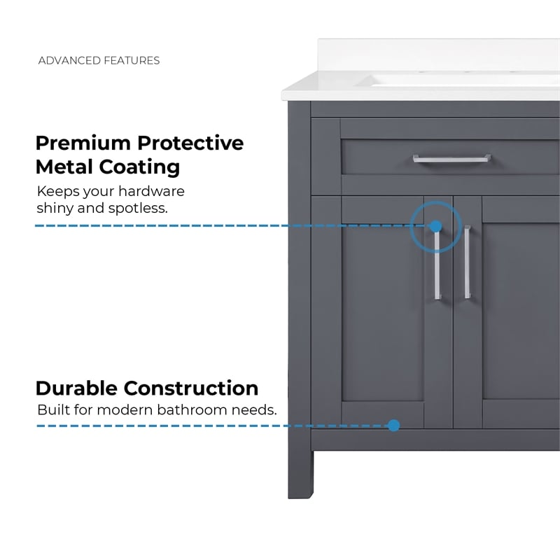 OVE Tahoe 72 in. Bathroom Vanity in Dark Charcoal with Brushed NIckel Hardware