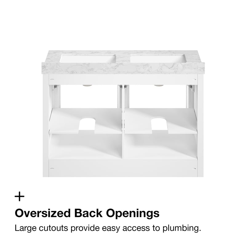 Tahoe 48 in. Double Sink Bathroom Vanity in Pure White with White Countertop
