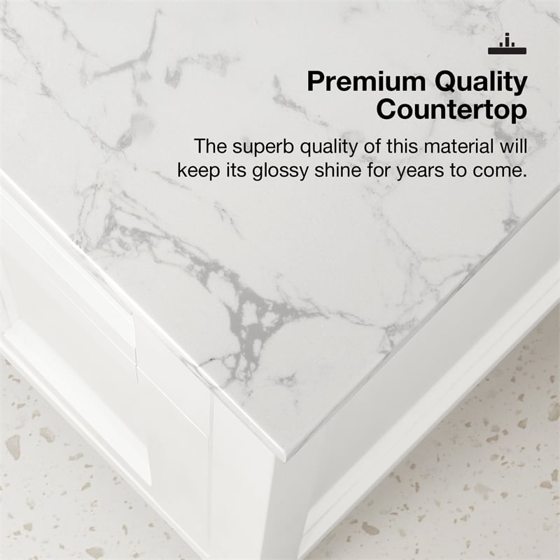 Tahoe 48 in. Double Sink Bathroom Vanity in Pure White with White Countertop