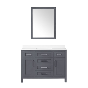 OVE Tahoe 48 in. Bathroom Vanity in Dark Charcoal with Mirror Brushed NIckel