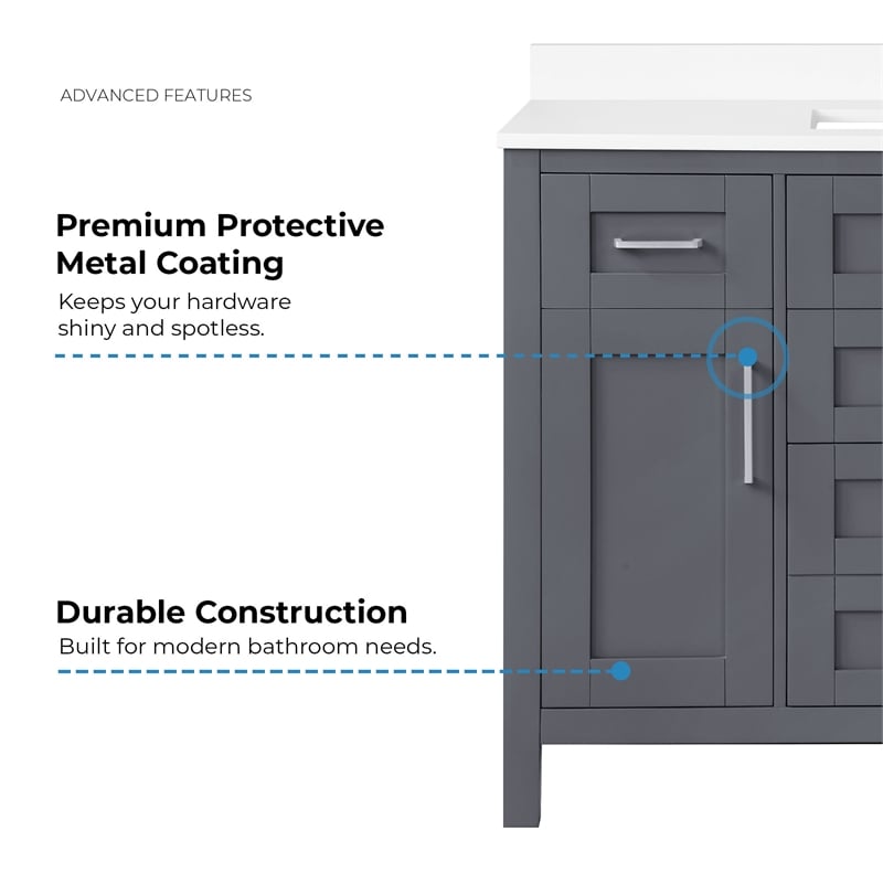 OVE Tahoe 48 in. Bathroom Vanity in Dark Charcoal with Mirror Brushed NIckel