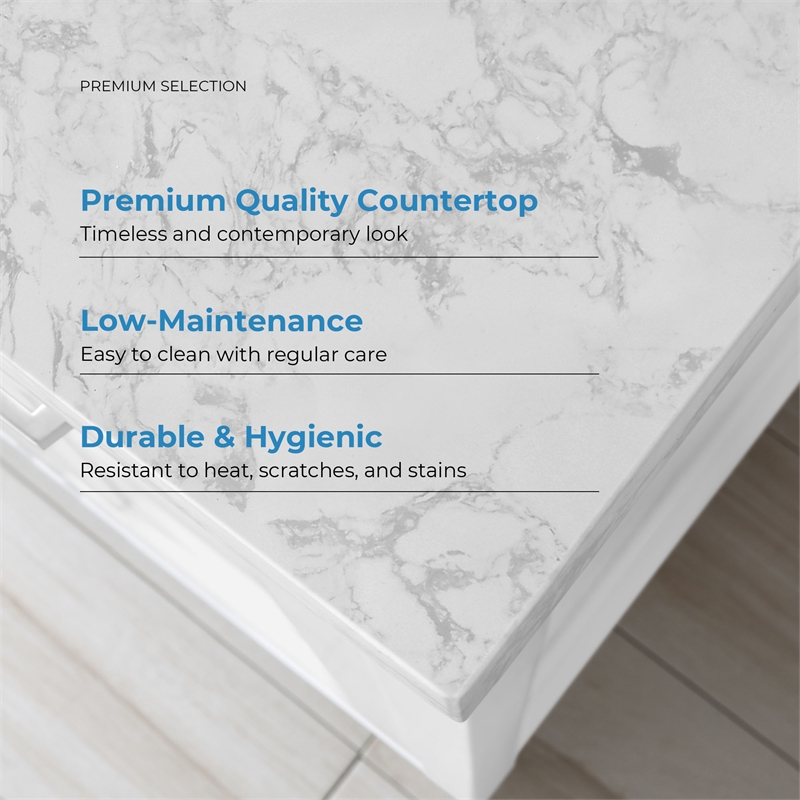Tahoe 36 in. Bathroom Vanity in Pure White with White Countertop