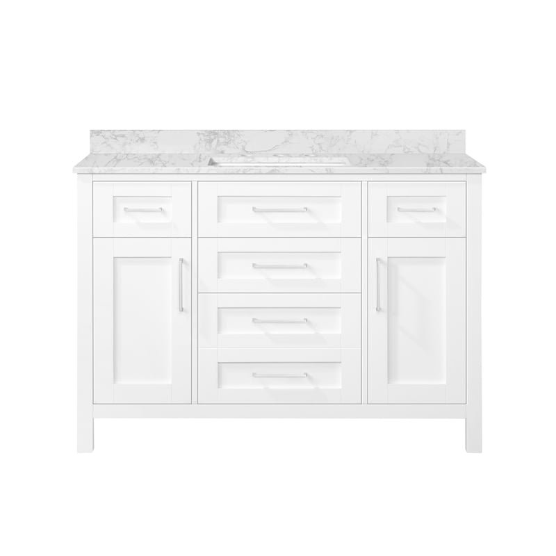 Tahoe 48 in. Bathroom Vanity in Pure White with White Countertop