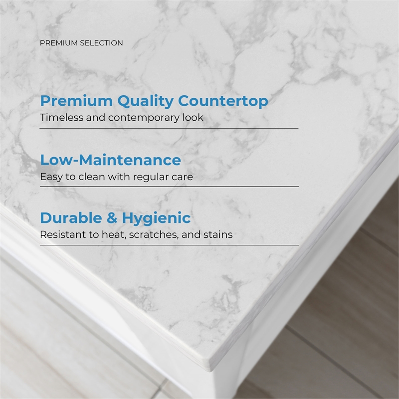 Tahoe 60 in. Double Sink Bathroom Vanity in Pure White with White Countertop