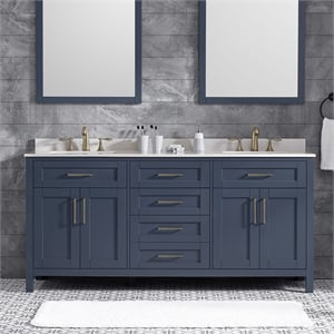 Tahoe 72&quot Double Vanity in Midnight Blue with White Countertop