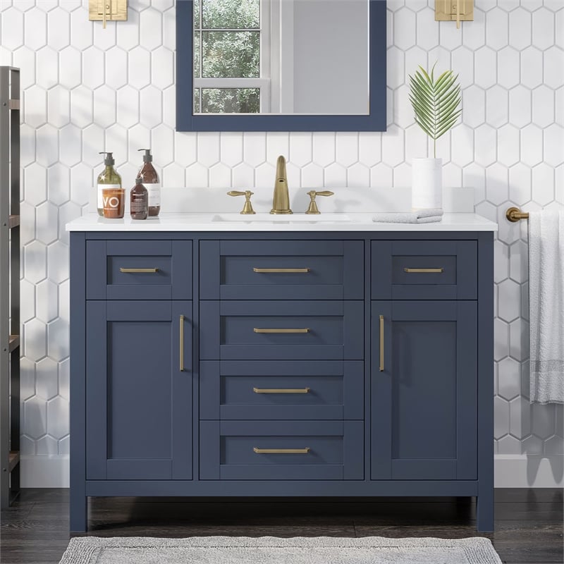Tahoe 48 in. Bathroom Vanity in Midnight Blue with Countertop